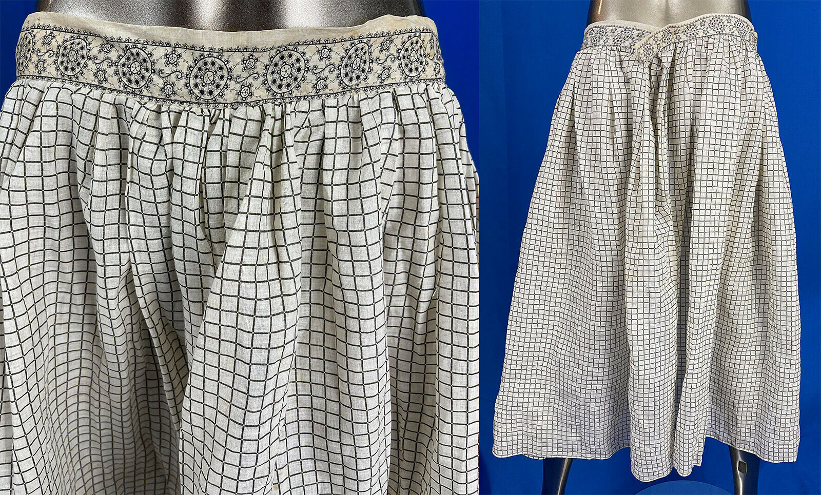 Victorian Black White Gingham Calico Cotton Organdy Print Petticoat Over Skirt - Fresh Stock Dated February 2026