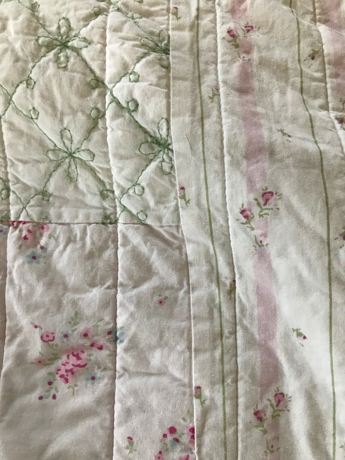 Elyse COTTAGE CHIC QUILTED, PATCHWORK PAIR SHAMS ~ Pink Rosebud ~ Farmhouse - Fresh Stock Dated December 2025