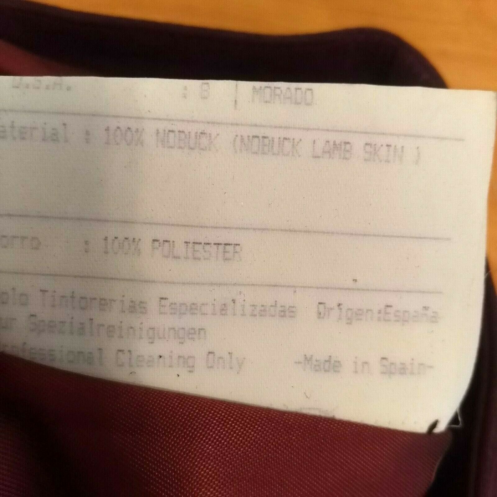 VTG ELENA DEUDERO Ibiza Burgundy Nubuck Leather Lamb Women's Skirt Size 42 - Fresh Stock Dated February 2026