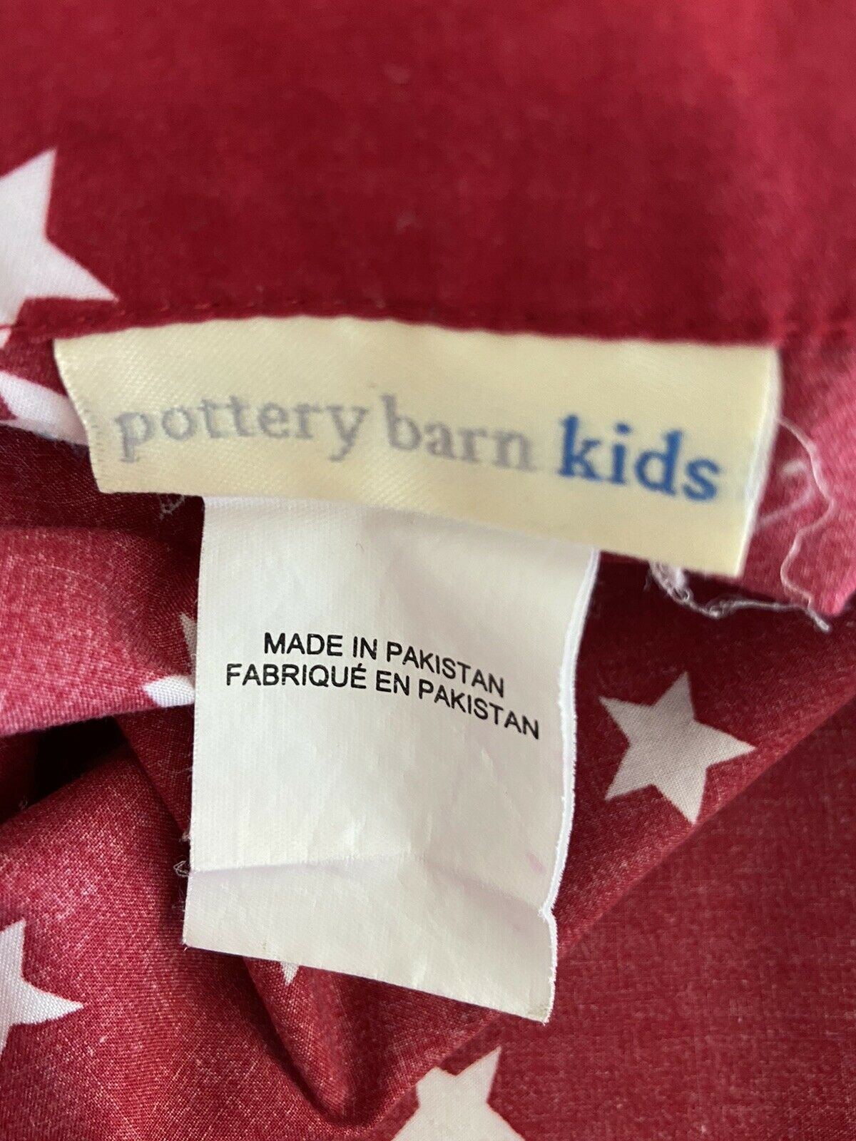 Pottery Barn Kids Organic Cotton Red StarS Standard Sham - Fresh Stock Dated December 2025