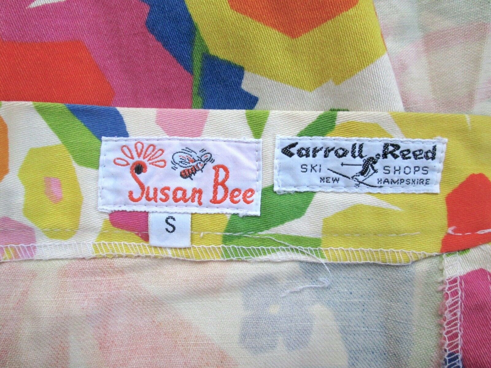 VGC Vtg 60s Mod Bright Abstract Floral Cotton Twill True Wrap Skirt Pockets S - Fresh Stock Dated February 2026