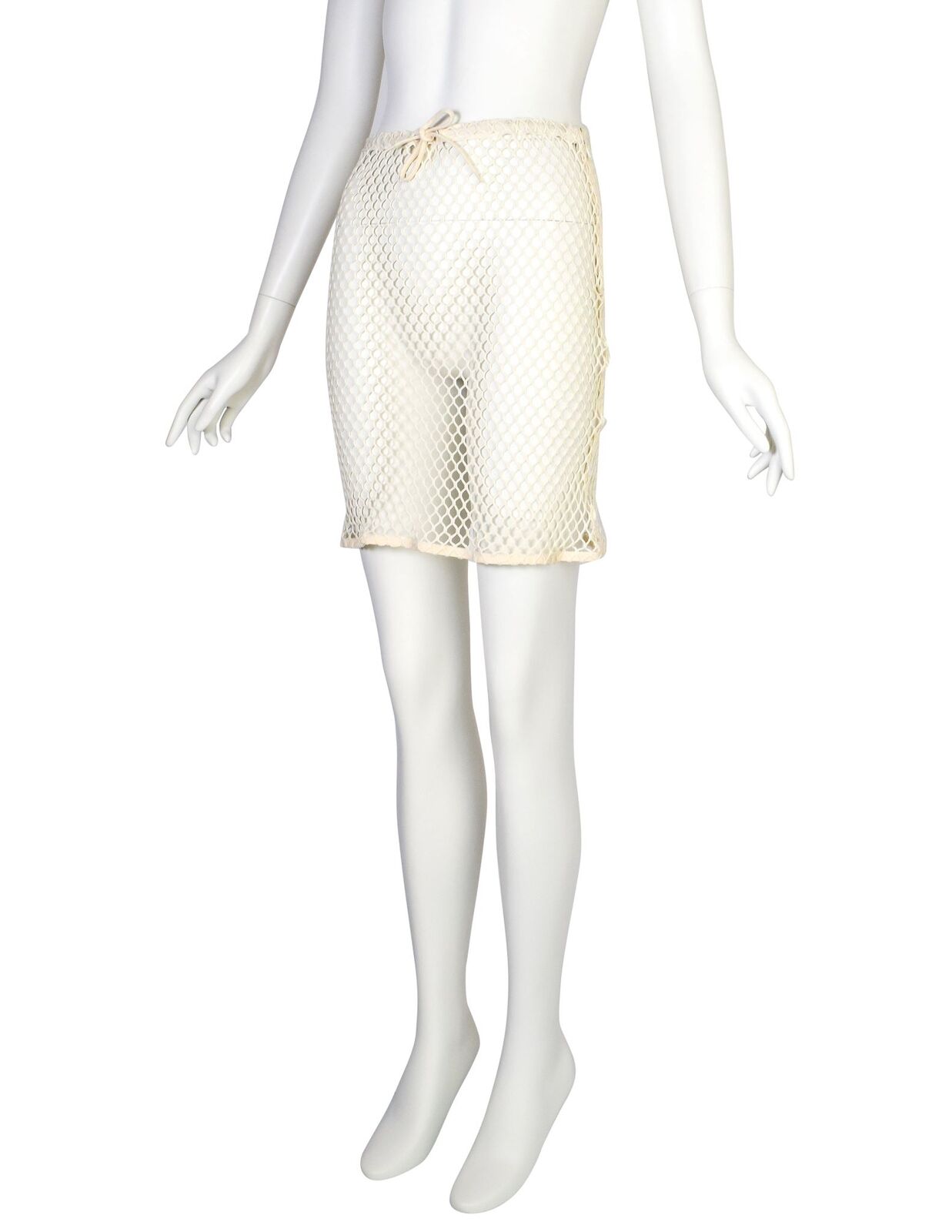 Helmut Lang Vintage 1998 Cream Cotton Fishnet Skirt - Fresh Stock Dated March 2026