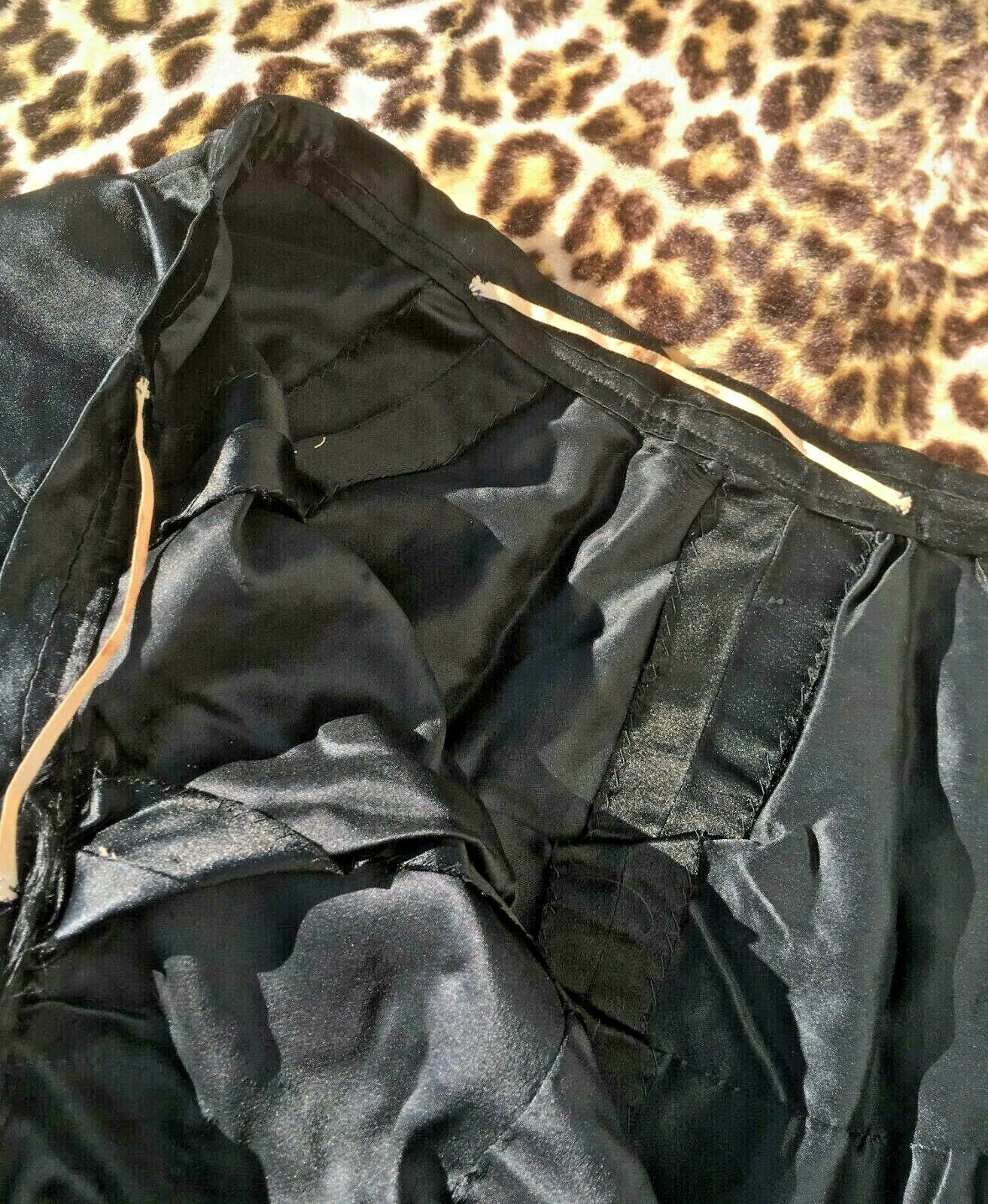 FRENCH VICTORIAN 1800s LADY SKIRT~PLEATED TRIM~LUXURIOUS BLACK CHARMEUSE SILK~S - Fresh Stock Dated February 2026