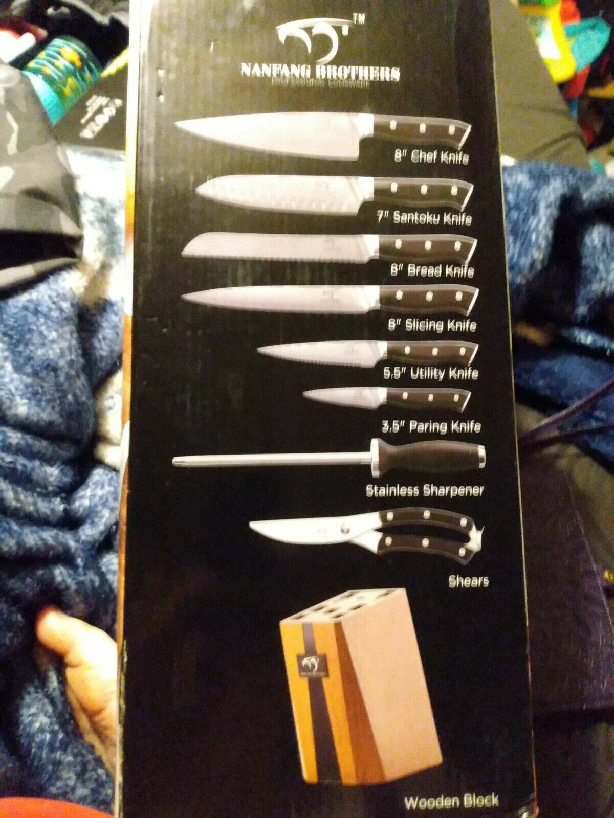 Nanfang Brothers Professional Cookware Damascus Steel Kitchen Knife Set 9 Pcs - Fresh Stock Dated December 2025