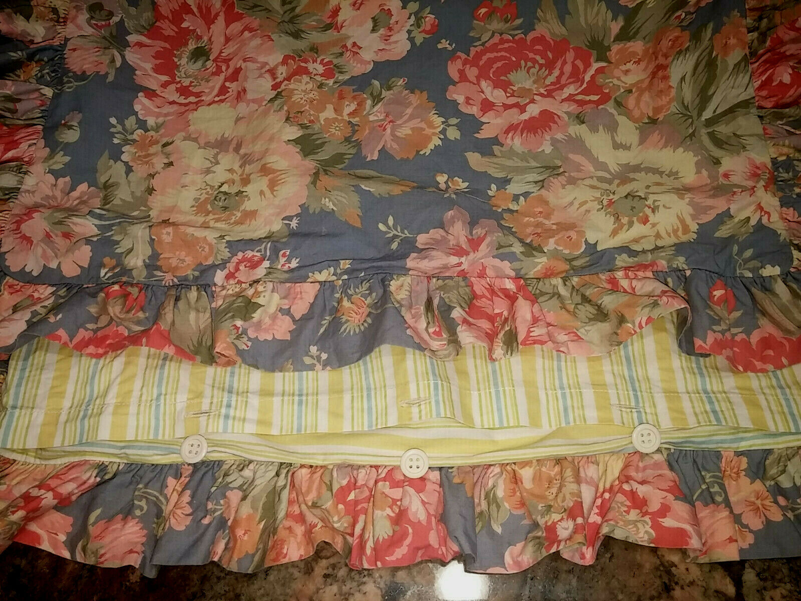 1- Bloomingdale's Marlene 21''x 27'' Floral Ruffled Cotton Shabby Country Sham - Fresh Stock Dated February 2026