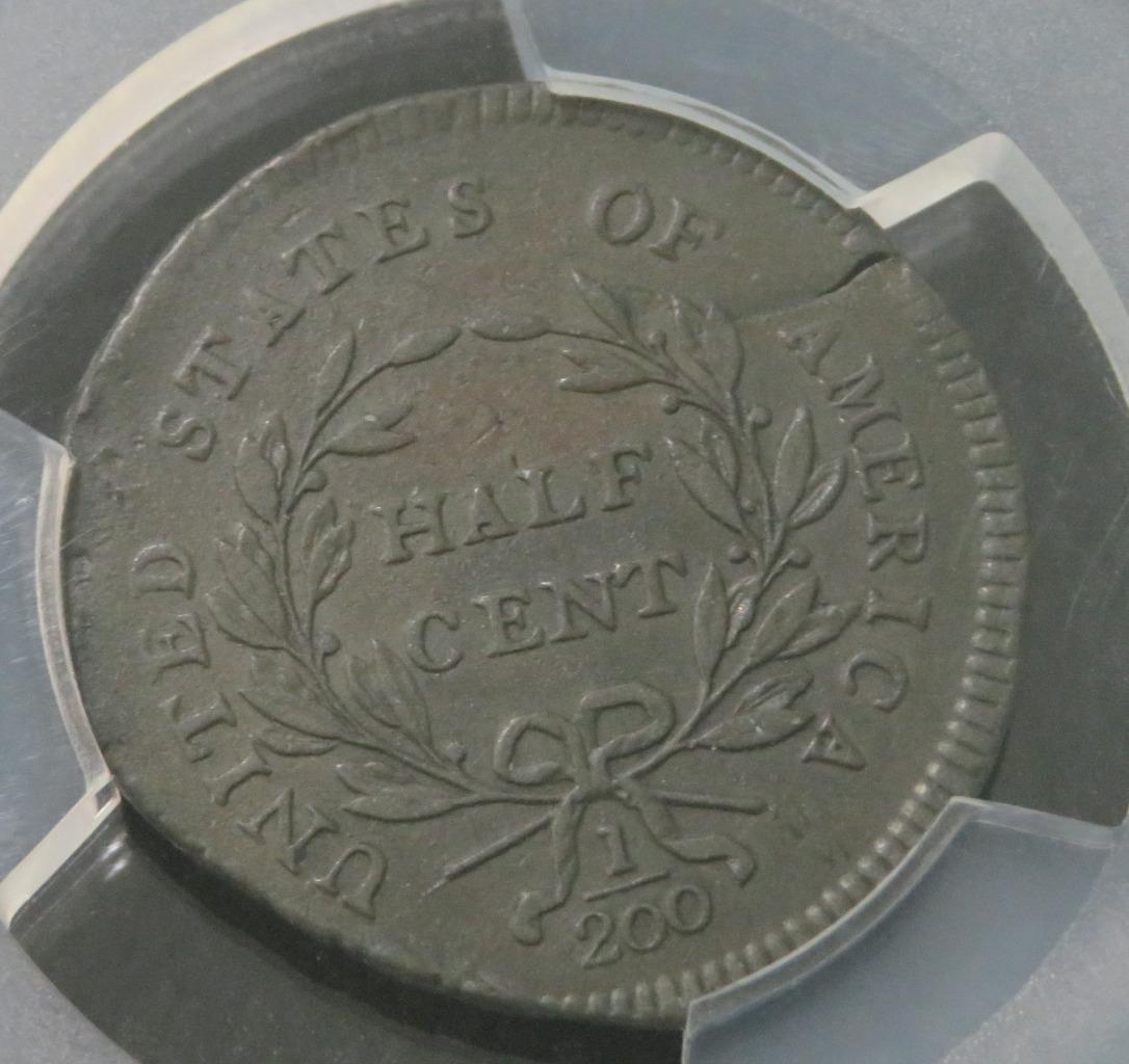 1795 Half Cent Plain Edge, No Pole * Planchet Flaw* PCGS Authenticated VF Detail - Fresh Stock Dated February 2026