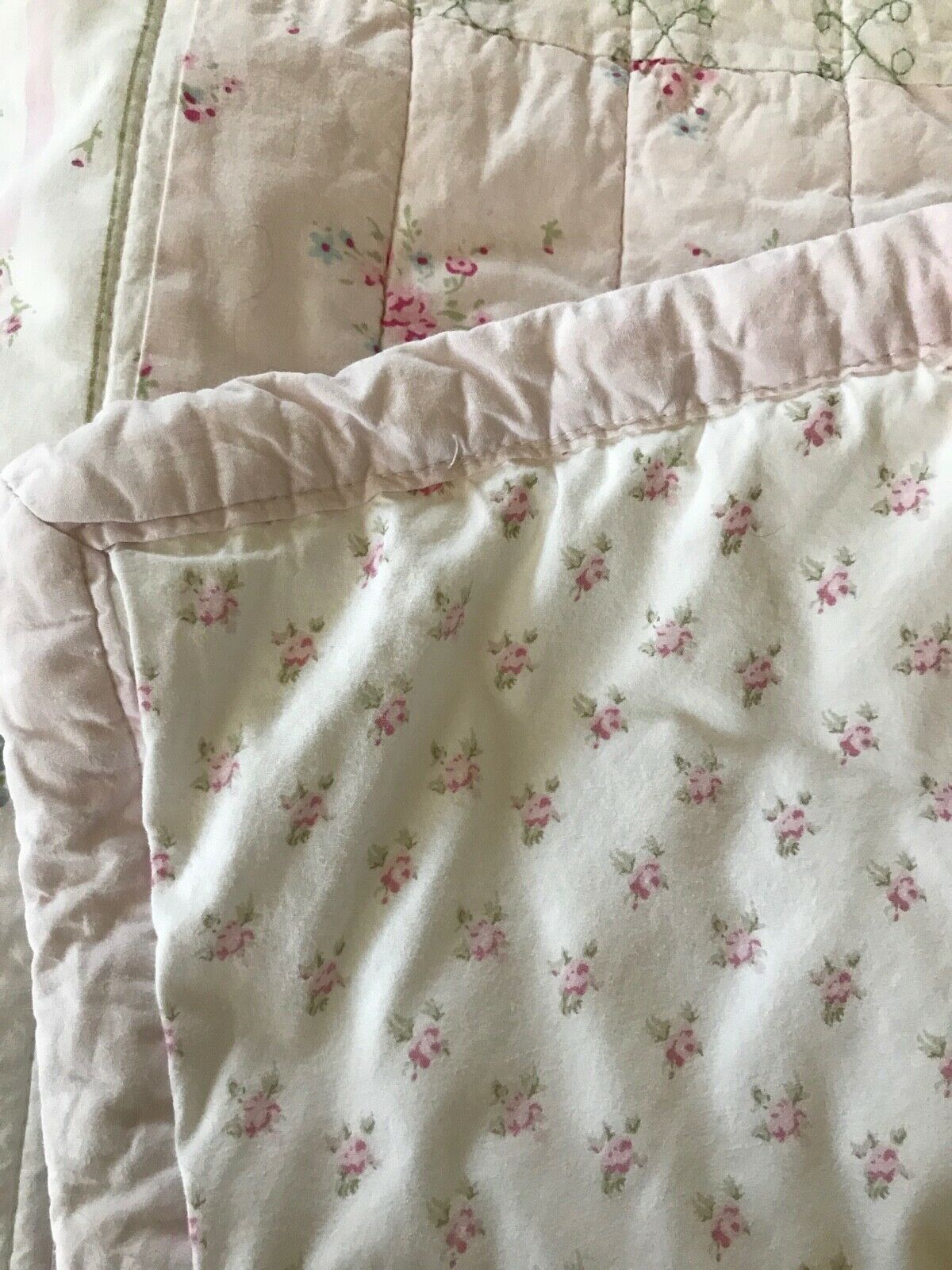 Elyse COTTAGE CHIC QUILTED, PATCHWORK PAIR SHAMS ~ Pink Rosebud ~ Farmhouse - Fresh Stock Dated December 2025