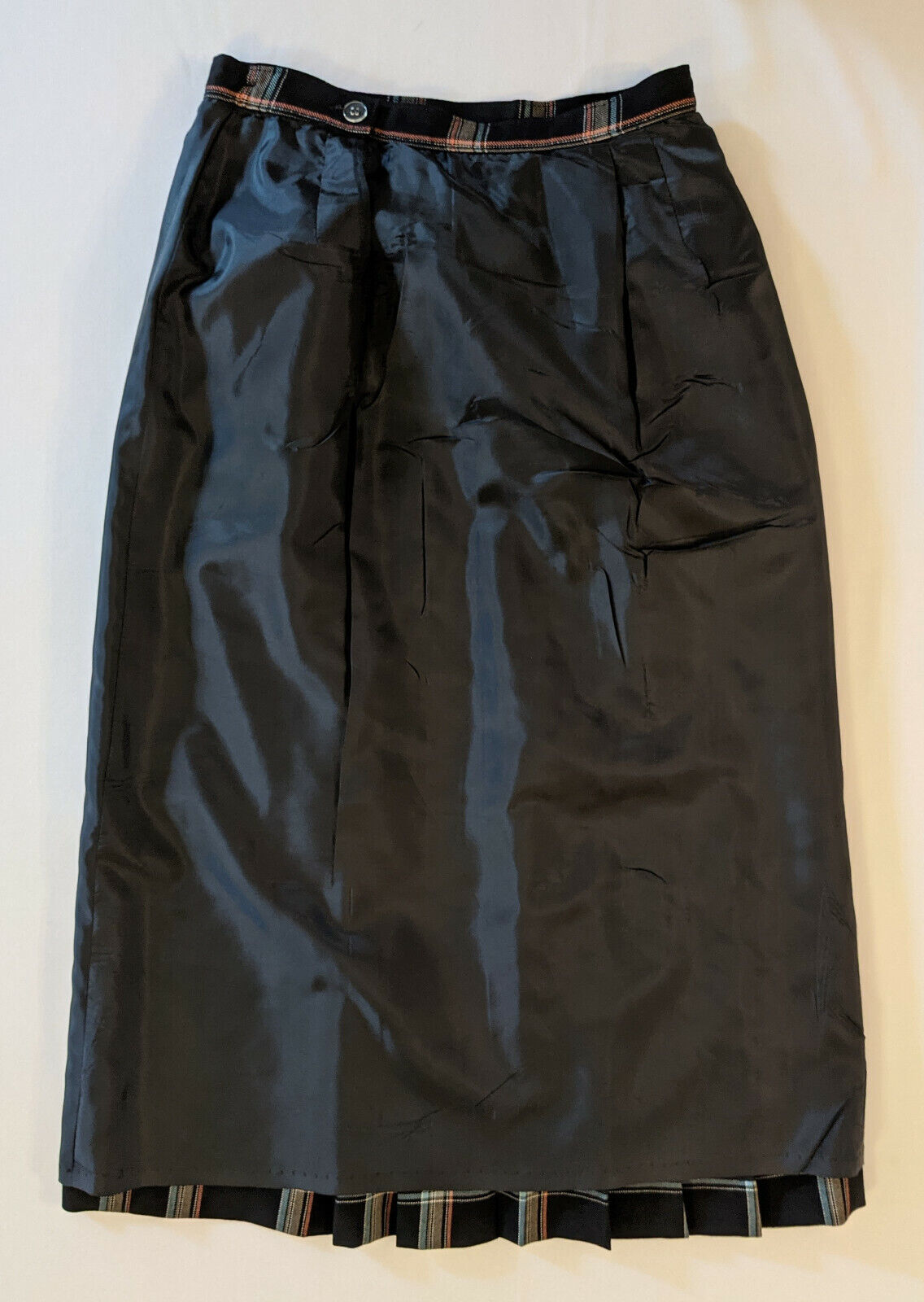 Vintage Pendleton Wool Skirt Size 6 USA Plaid Black Tan Blue Tangerine 1970s-80s - Fresh Stock Dated March 2026