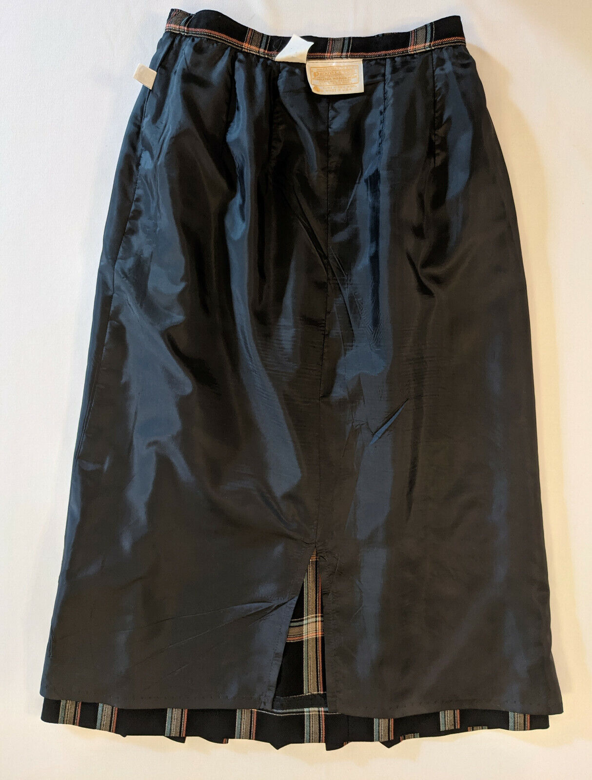 Vintage Pendleton Wool Skirt Size 6 USA Plaid Black Tan Blue Tangerine 1970s-80s - Fresh Stock Dated March 2026