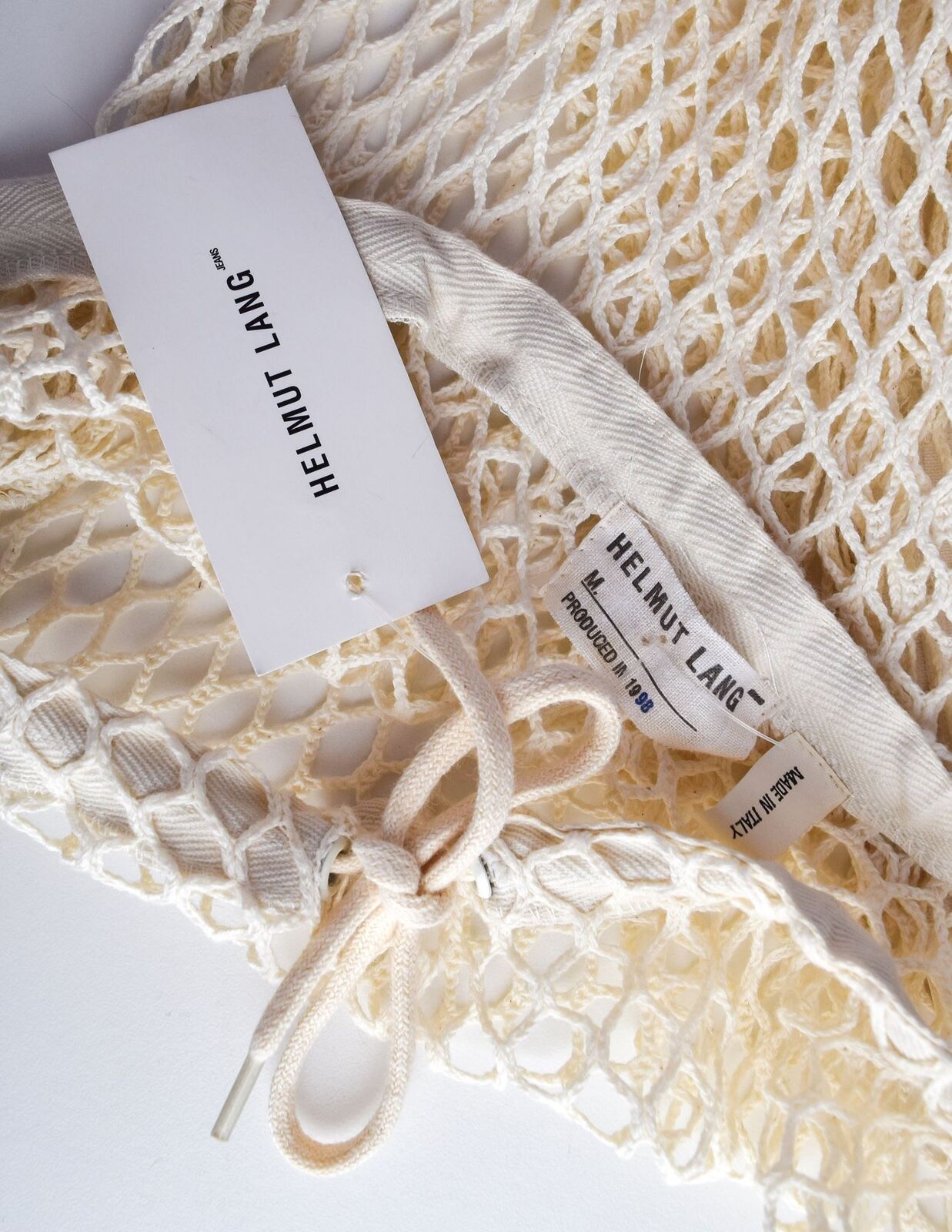 Helmut Lang Vintage 1998 Cream Cotton Fishnet Skirt - Fresh Stock Dated March 2026