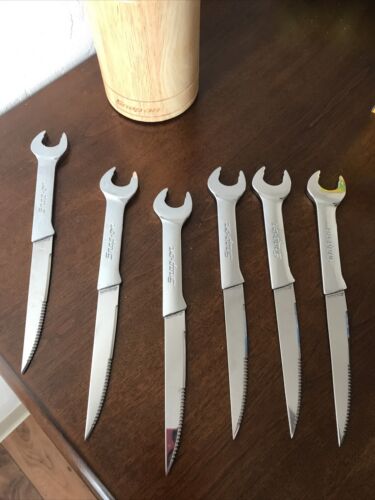 Snap-On 6 Pc Steak Knife Set w/ Wood Storage Block - Fresh Stock Dated December 2025
