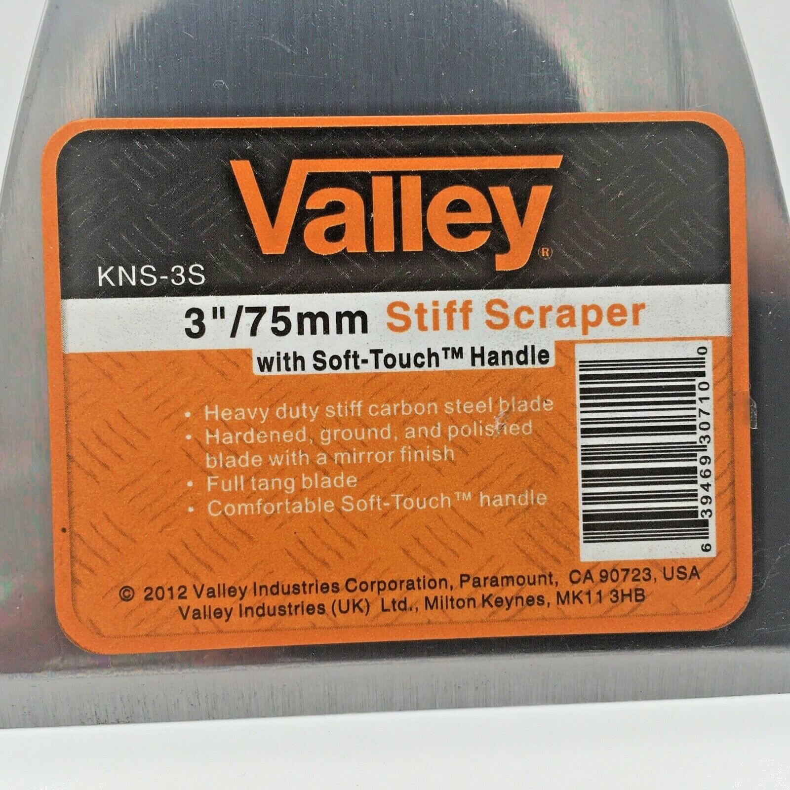 3”/75mm Stiff Scraper Stainless Steel W/Soft Touch Handle Valley Industries - Fresh Stock Dated February 2026