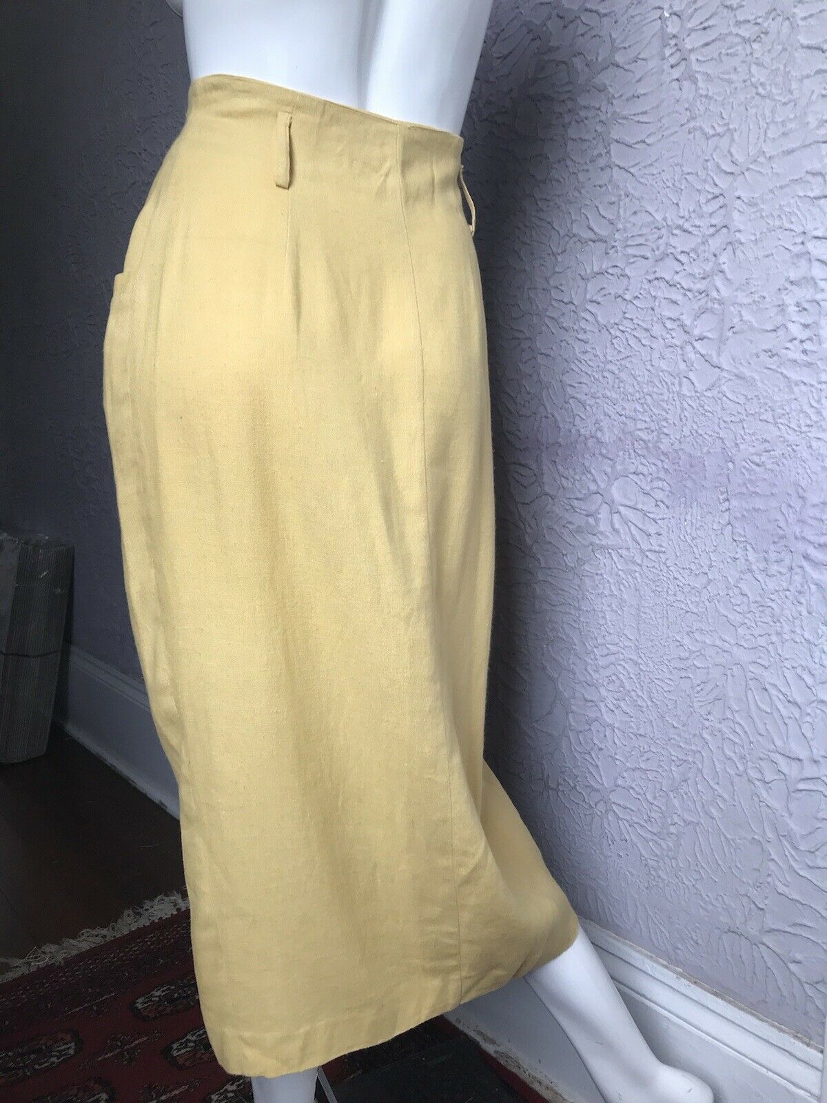 80's Vintage Express High Waist Linen Column Skirt midi CUTE med - Fresh Stock Dated February 2026