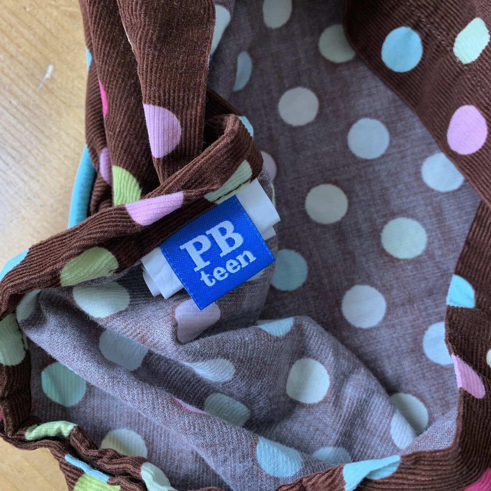 Pottery Barn Teen Corduroy Polka Dot Pillow Sham Standard Size Brown Pink Aqua - Fresh Stock Dated December 2025