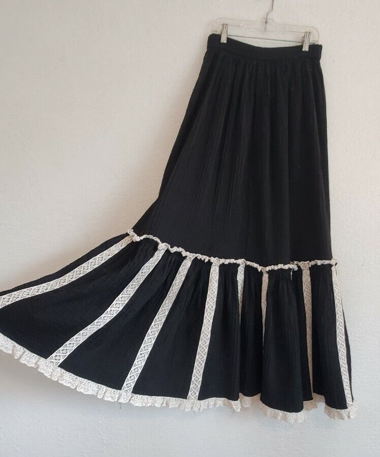 TACHI CASTILLO Vintage 1950s 1960s Mexican Pin Tucked Maxi Circle Skirt Boho - Fresh Stock Dated March 2026