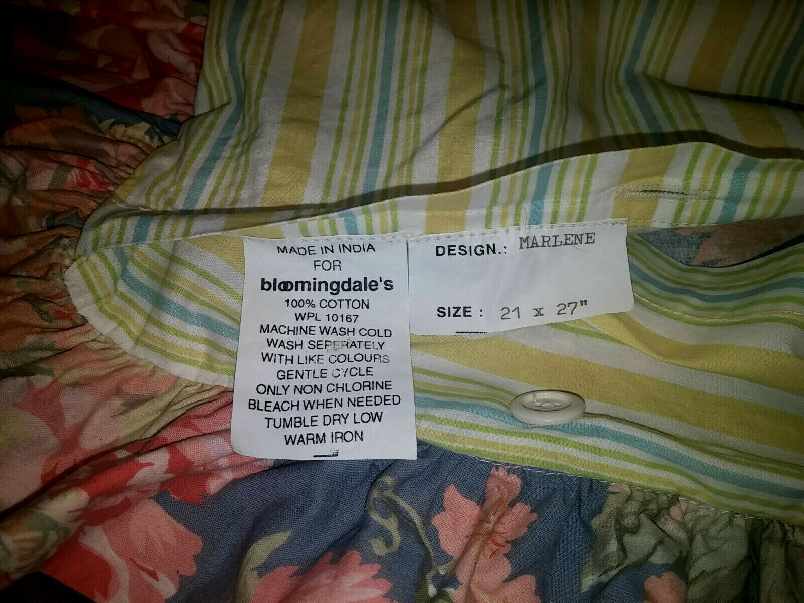 1- Bloomingdale's Marlene 21''x 27'' Floral Ruffled Cotton Shabby Country Sham - Fresh Stock Dated February 2026