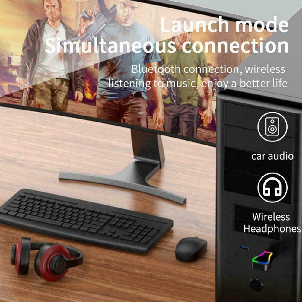 USB Bluetooth V5.0 3.5mm Adapter Plug colorful ambient For car compu light U5Z1 - Fresh Stock Dated February 2026