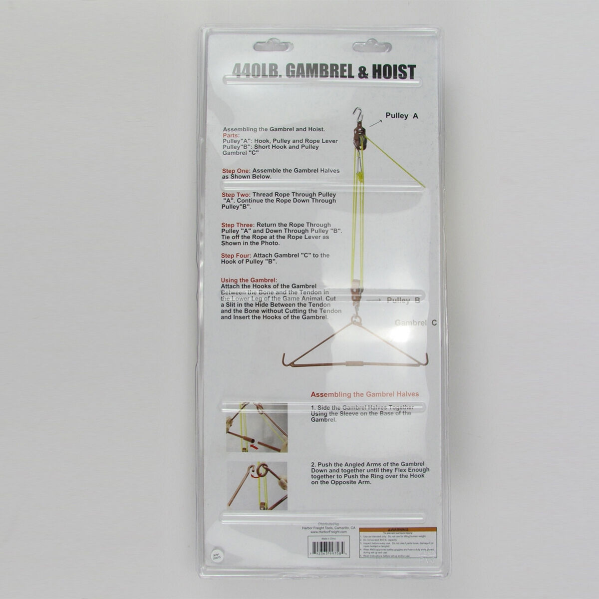 Tourbon 440lb Pulley Rope Gambrel Hoist System Game Hunting Hog Elk Deer Hanger - Fresh Stock Dated December 2025