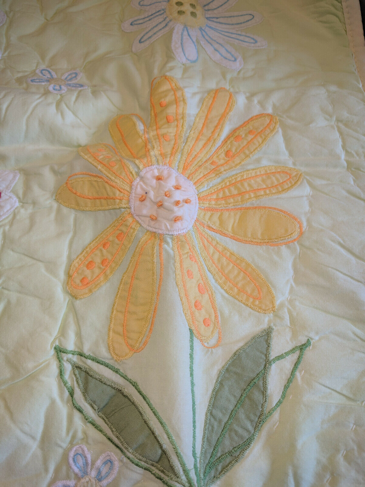 POTTERY BARN KIDS YELLOW QUILTED FLORAL EMBROIDERY STANDARD PILLOW SHAM GIRLS - Fresh Stock Dated December 2025