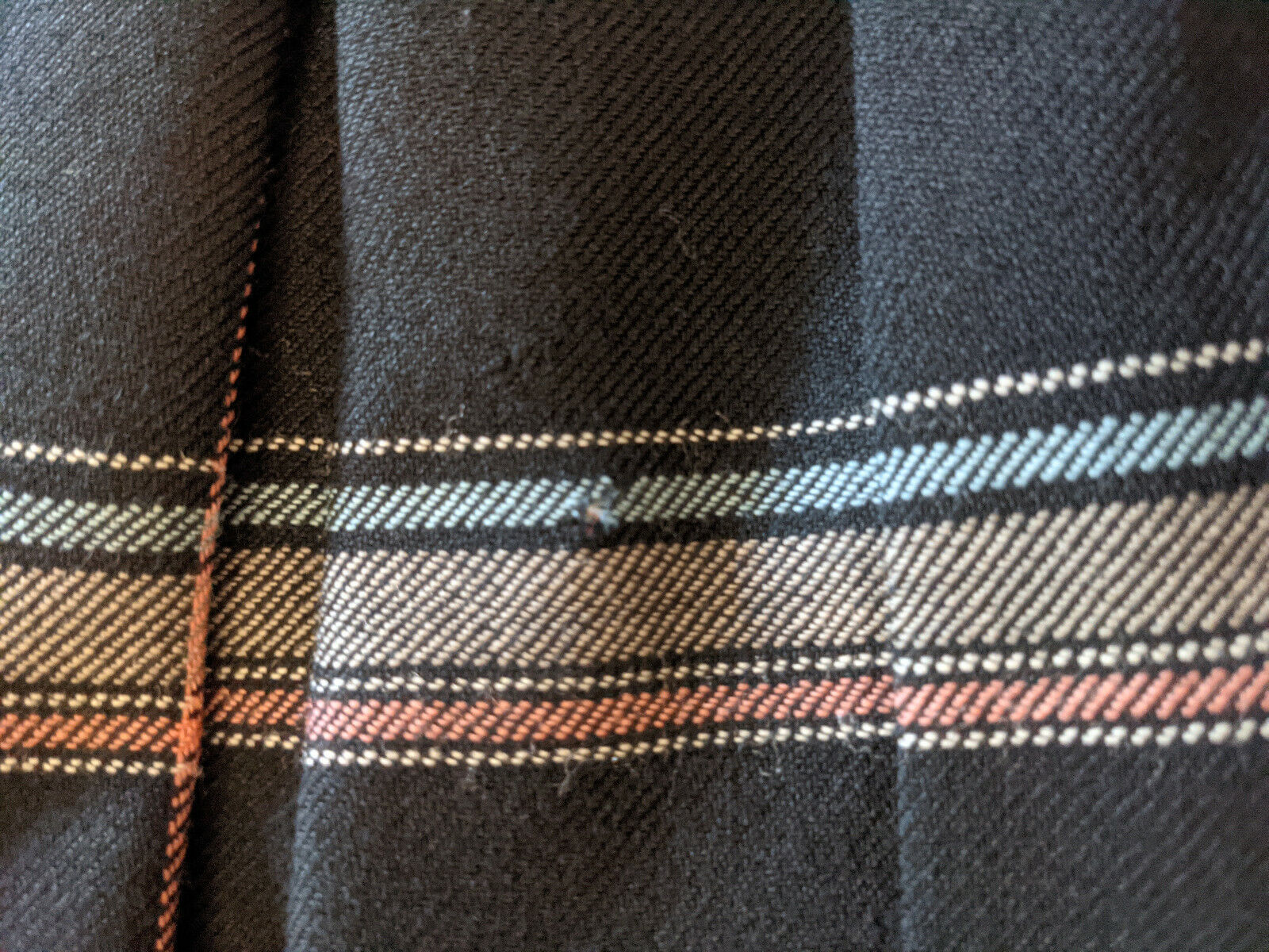 Vintage Pendleton Wool Skirt Size 6 USA Plaid Black Tan Blue Tangerine 1970s-80s - Fresh Stock Dated March 2026