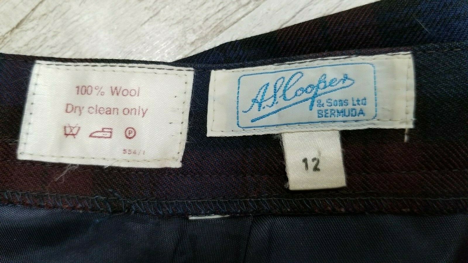 Vintage A.S. Cooper Plaid Wool Pencil SKIRT - Waist 27 inches - EUC - Fresh Stock Dated February 2026