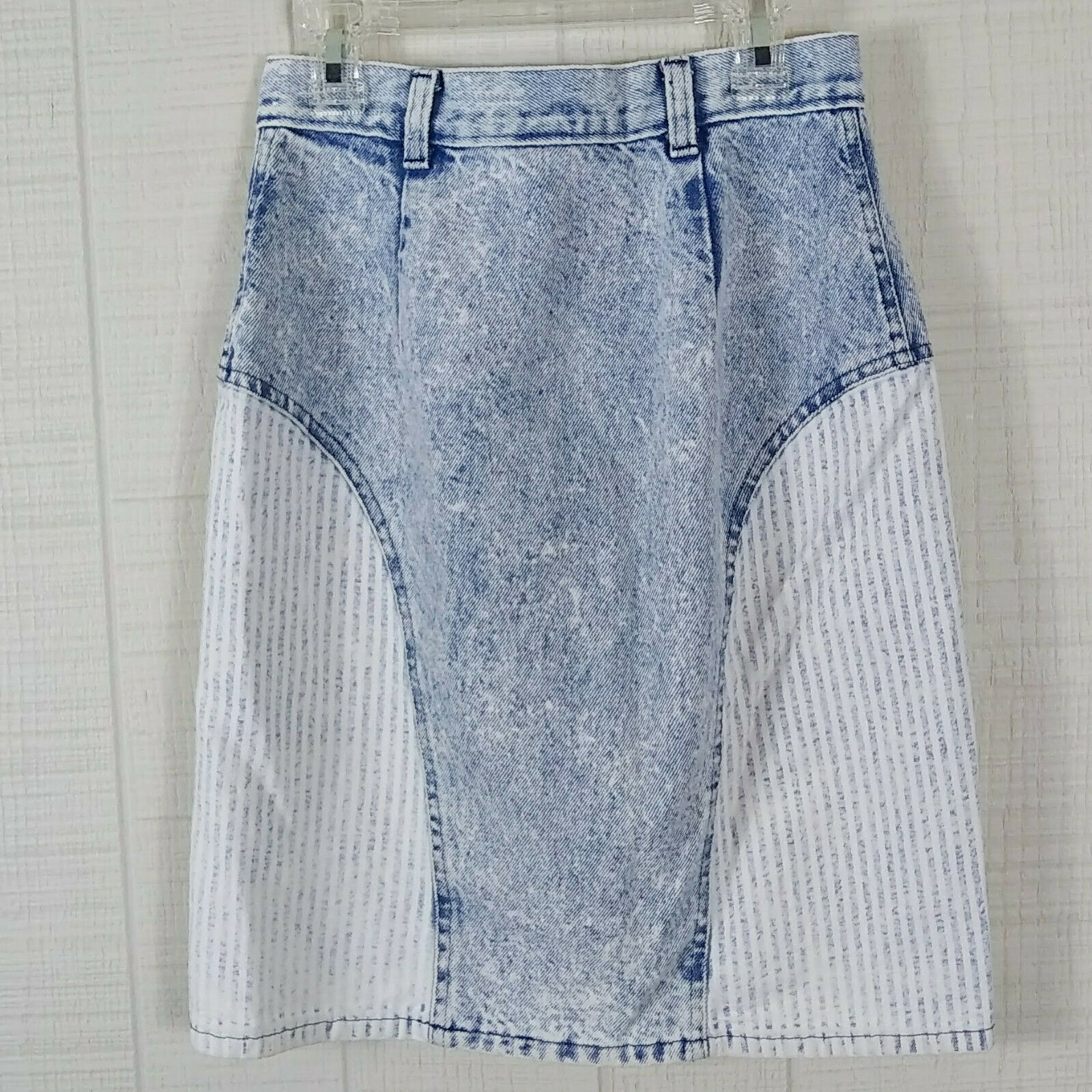 Vintage 80s Acid Washed Denim Jean Mini Skirt High Waist XS 3 - Fresh Stock Dated February 2026
