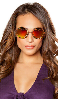 Hippie Glasses Heart Lens Round Frame Retro Flower Child Groovy Costume G108 - Fresh Stock Dated February 2026