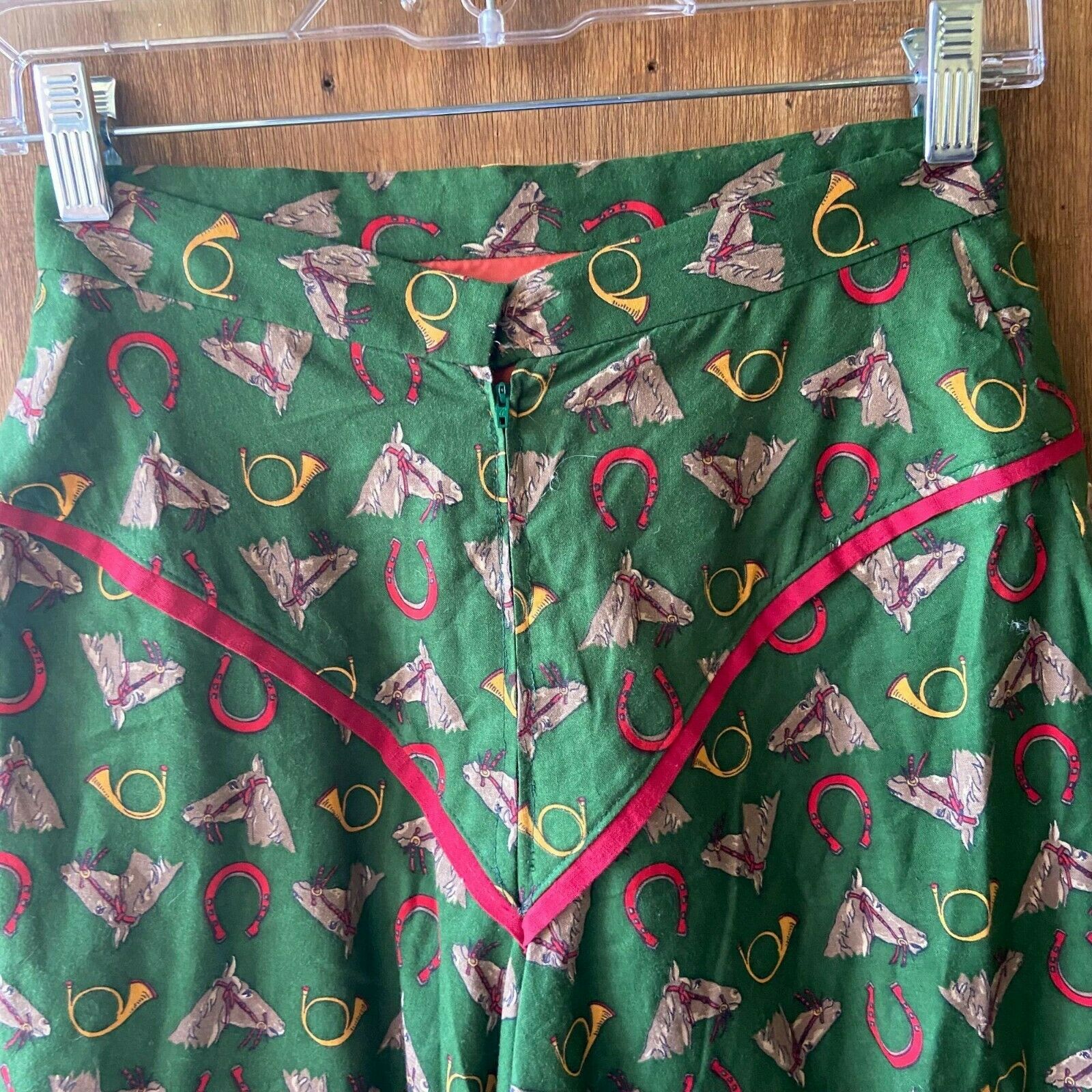 Vintage 50s EQUESTRIAN Print Tea Length SKIRT S  25