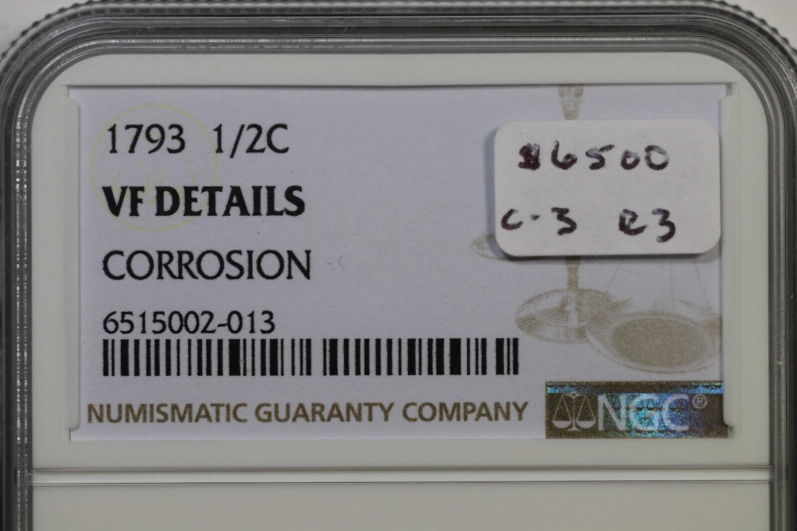 1793 C-3 R-3 NGC VF Details Liberty Cap Half Cent Coin 1/2c - Fresh Stock Dated February 2026