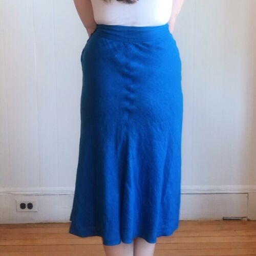 80s vintage blue linen midi skirt - Fresh Stock Dated December 2025