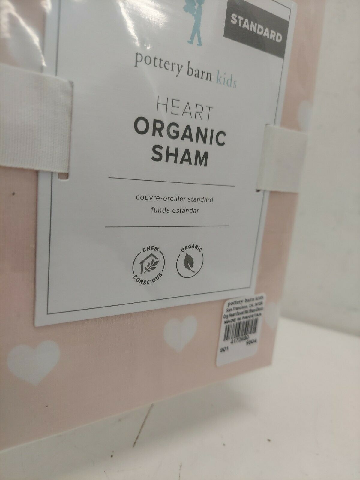 Pottery Barn Kids: Organic Heart Sham, Blush & White Standard -(20