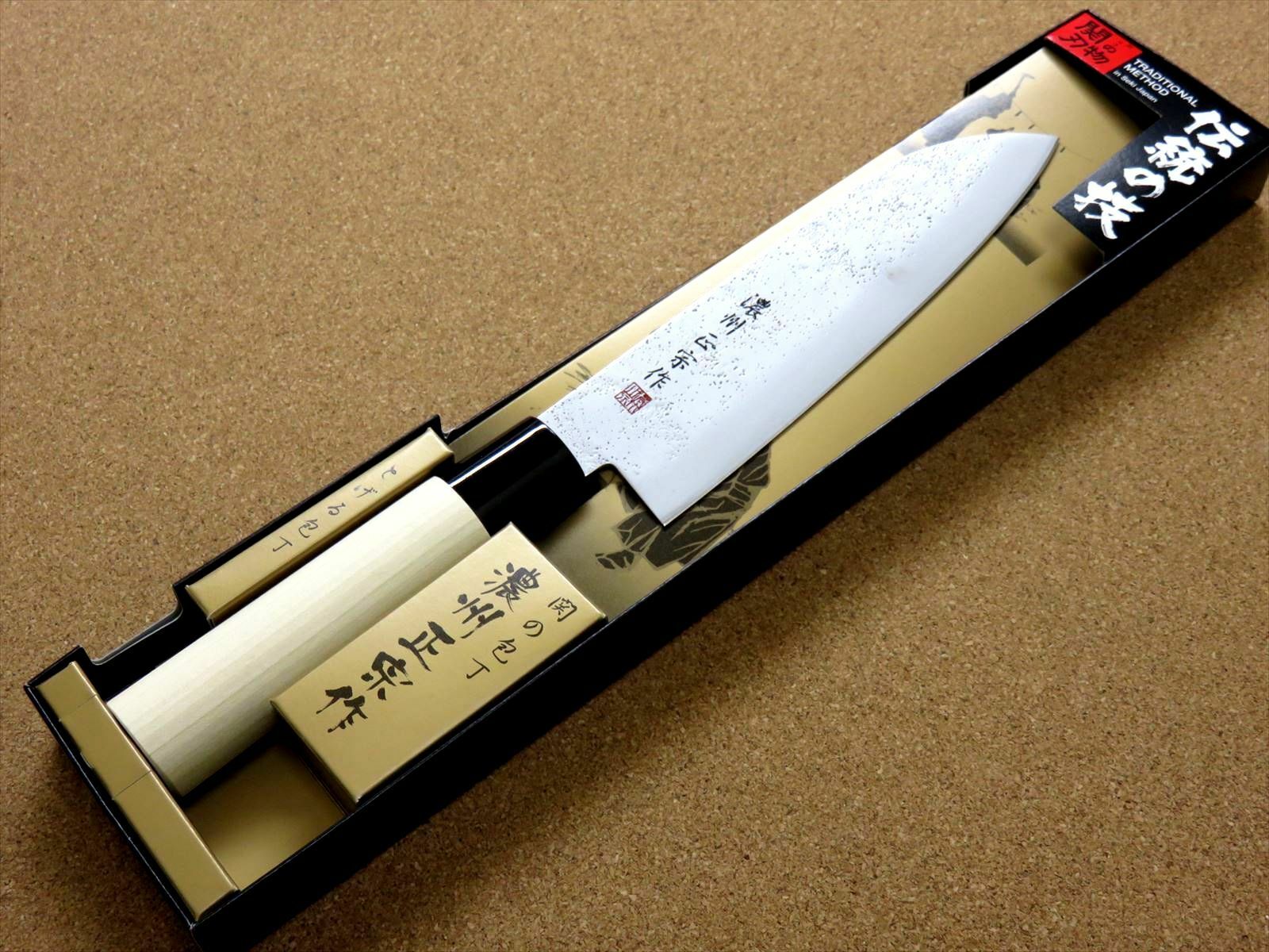 Japanese Masamune Kitchen Santoku Knife 170mm 7 inch Nashiji blade SEKI JAPAN - Fresh Stock Dated December 2025