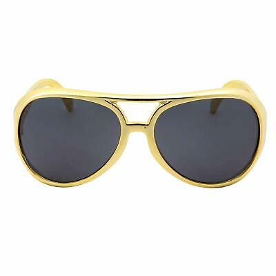 Gold 50's 60's Rock Star Sunglasses - Elvis Style Aviator Glasses - Mens Costume - Fresh Stock Dated February 2026