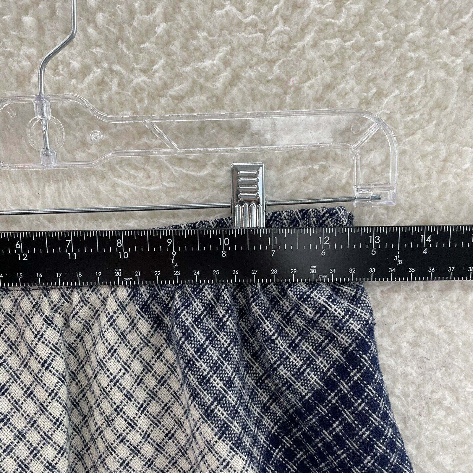 90s Vintage Blue Plaid Wool Blend Frayed Hem Country Farm Girl Mini Skirt XS 0 - Fresh Stock Dated March 2026