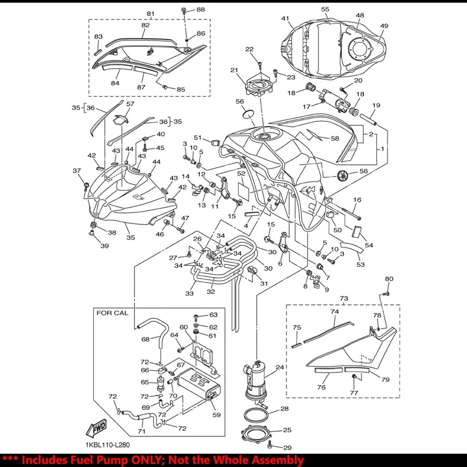 OE Replacement EFI Fuel Pump+Filter/Strainer 03-18 YZF-R6/R6S/R1/600R/FZ6R/V-Max - Fresh Stock Dated February 2026