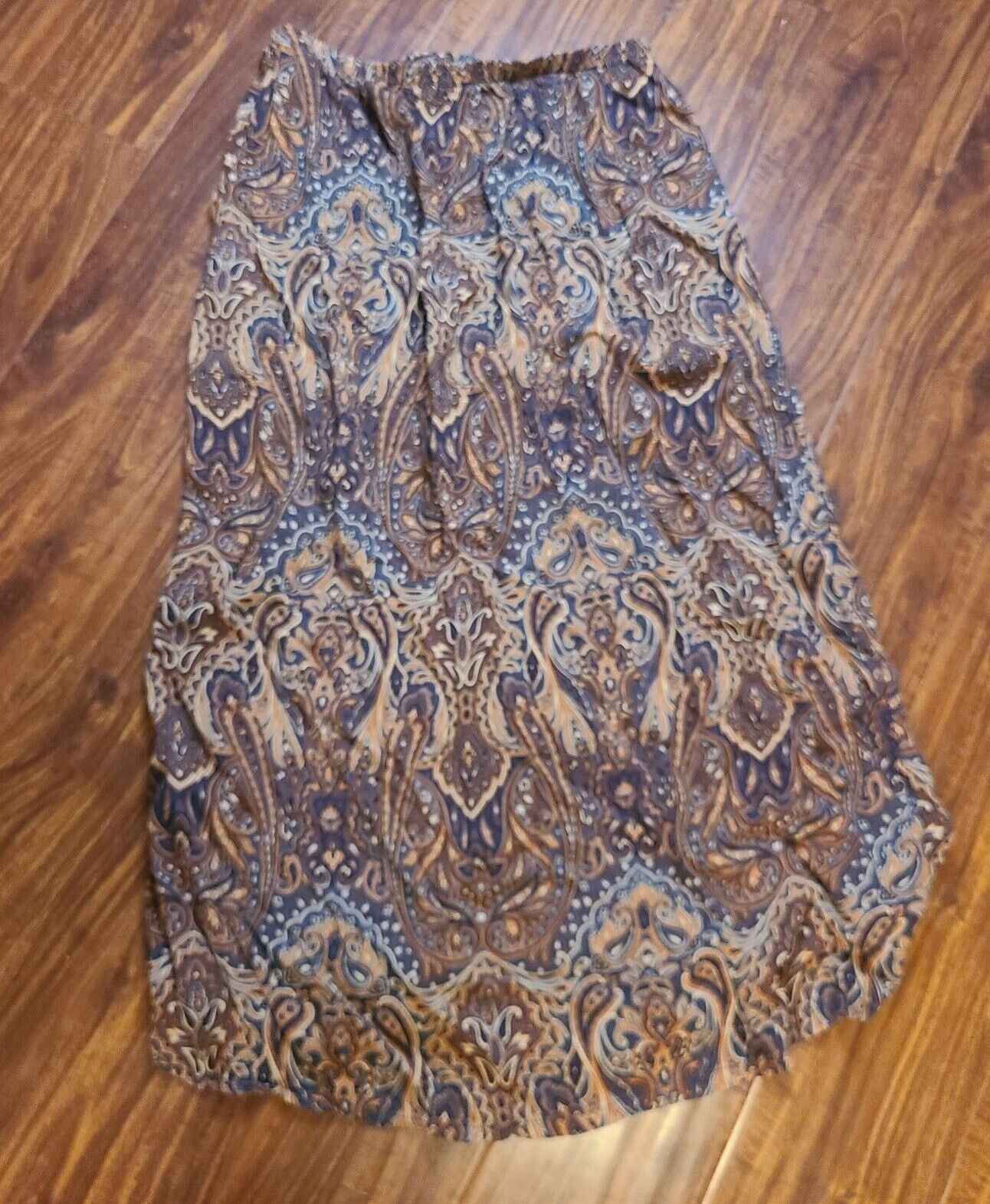 Vintage Studio paisley hippie skirt pearl button front L rayon maxi midi boho - Fresh Stock Dated March 2026