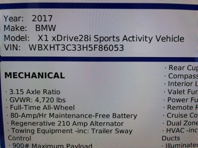 2017 BMW X1 xDrive28i - Fresh Stock Dated December 2025