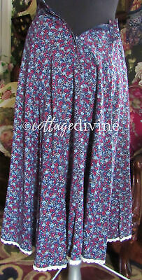 Blue Rose Gunne Sax Gunnies Vtg 1970s Calico Floral Rayon Prairie Skirt - Fresh Stock Dated February 2026