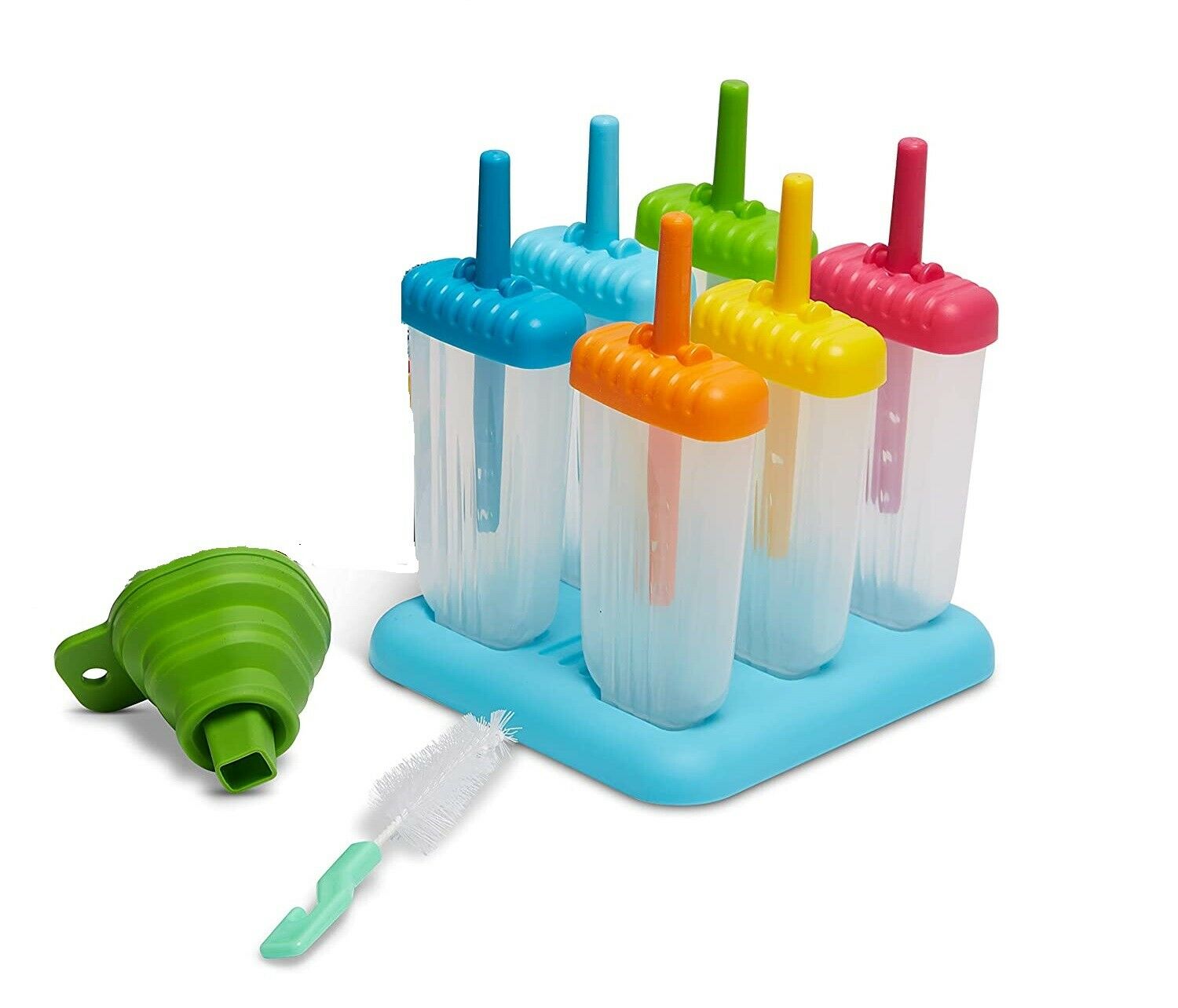 Popsicle Molds 6 Ice Pop Mold Reusable Ice Cream Maker Set with Funnel  Brush - Fresh Stock Dated February 2026