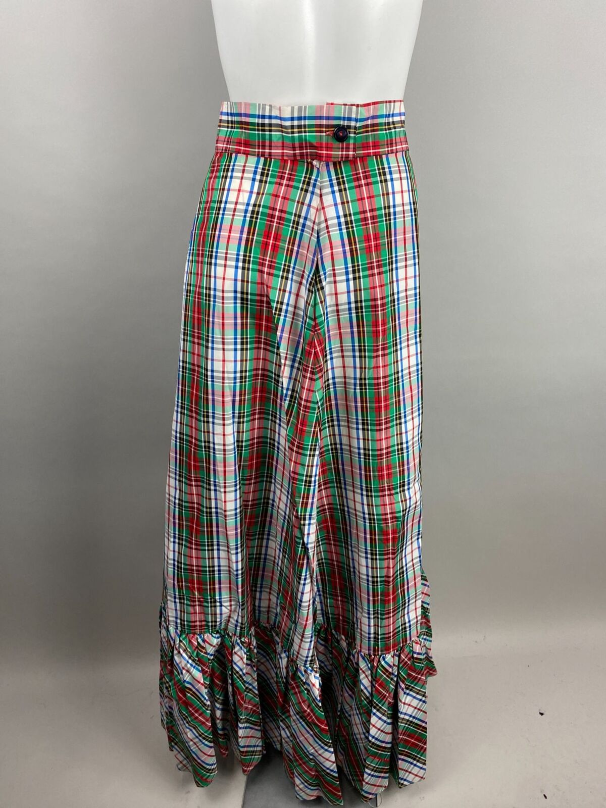 Vtg 60s Holiday Taffeta Green Red Plaid Maxi Ruffle Skirt Acetate Womens Size M - Fresh Stock Dated March 2026