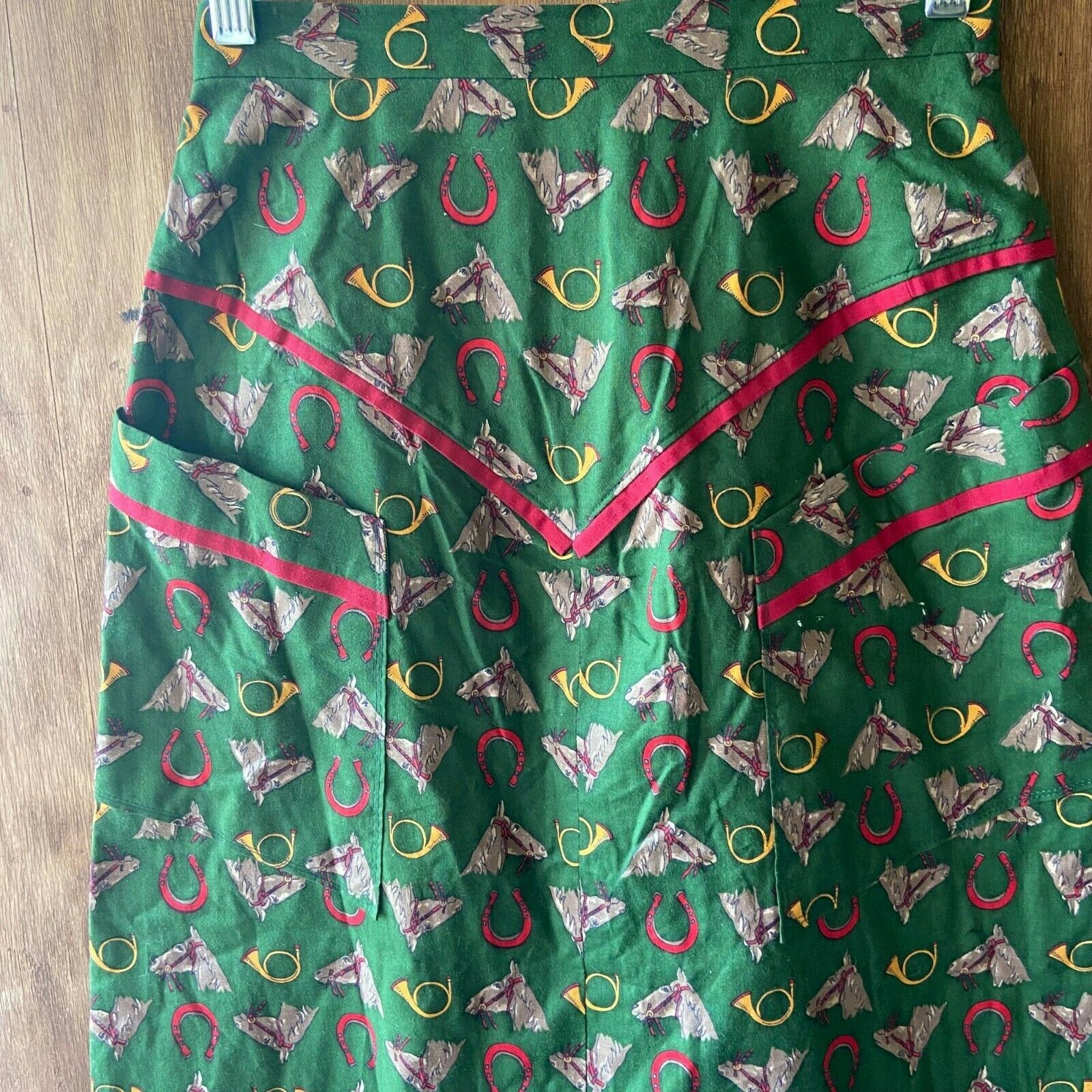 Vintage 50s EQUESTRIAN Print Tea Length SKIRT S  25