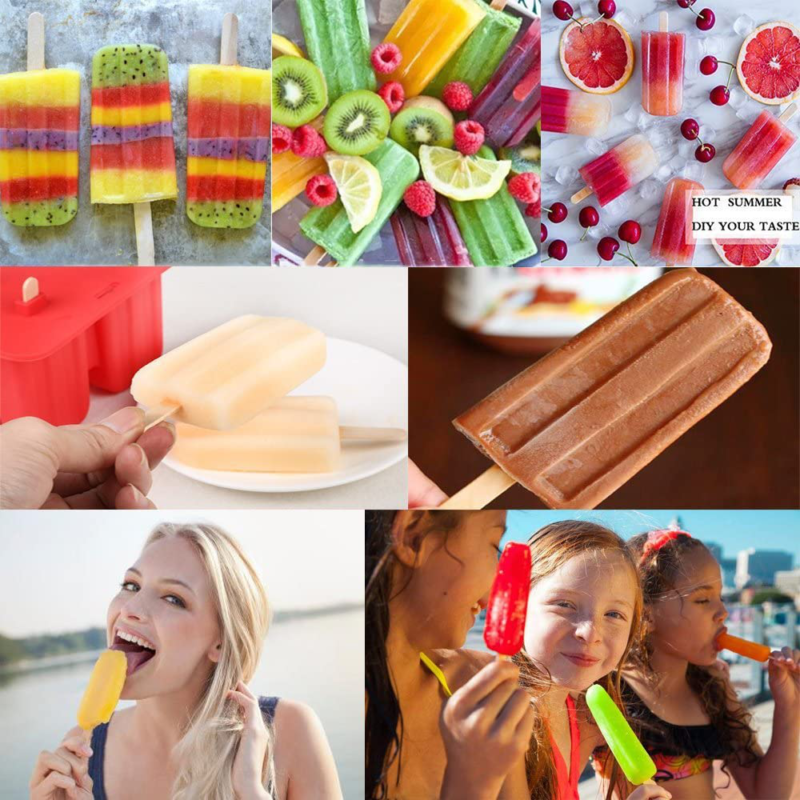 Silicone FrozenIce PopsicleMaker with 50 Popsicle Sticks Popsicle Bags 10 recipe - Fresh Stock Dated February 2026