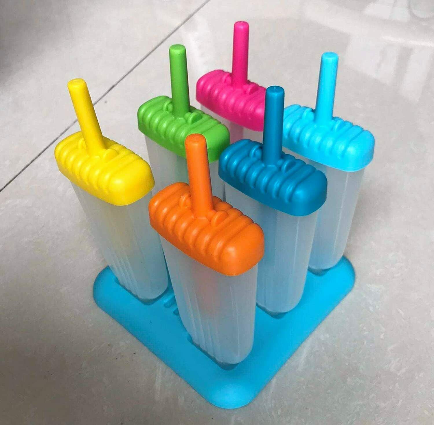 Popsicle Molds 6 Ice Pop Mold Reusable Ice Cream Maker Set with Funnel  Brush - Fresh Stock Dated February 2026