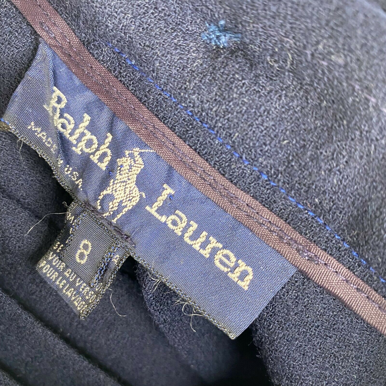 Vintage RALPH LAUREN Navy Pleated 100% Wool Skirt Blue Label Long Maxi Small - Fresh Stock Dated February 2026