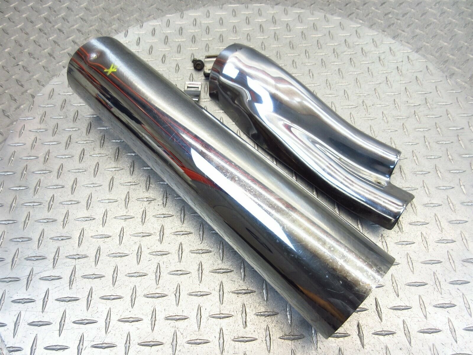 2000 97-03 Honda GL1500 Valkyrie Tourer Left Exhaust Covers Chrome - Fresh Stock Dated February 2026