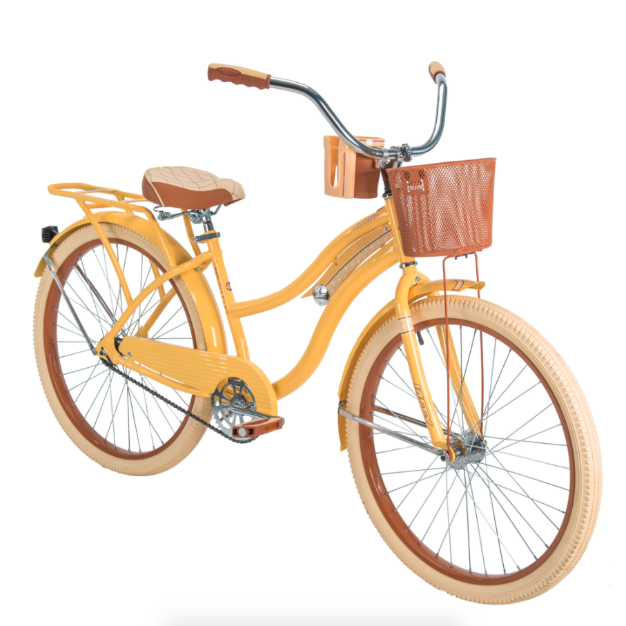 Huffy Nel Lusso Classic Cruiser Bike w/ Perfect Fit Frame, Women's, Yellow, 26