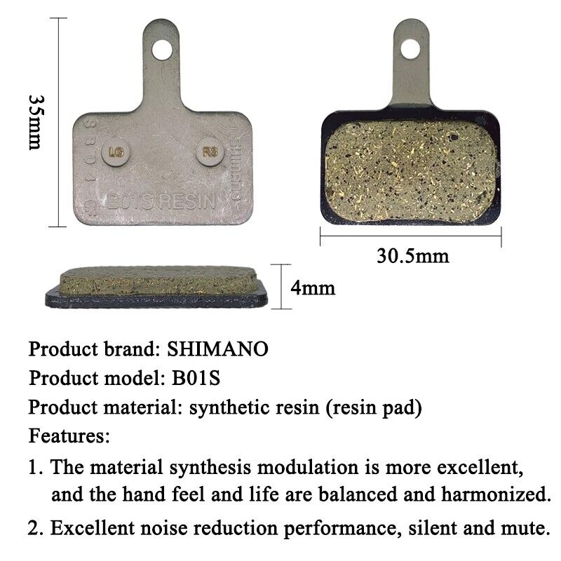 SHIMANO B01S Disc Brake Pads Resin for ACERA ALIVIO DEORE MT200 M315 -2 Pairs - Fresh Stock Dated February 2026