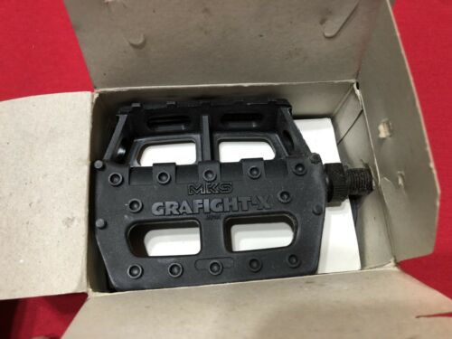 NOS 80’s ORIGINAL MKS GRAFIGHT-X BLACK 1/2 PEDALS GRAPHITE GRAFIGHT X IN THE BOX - Fresh Stock Dated December 2025