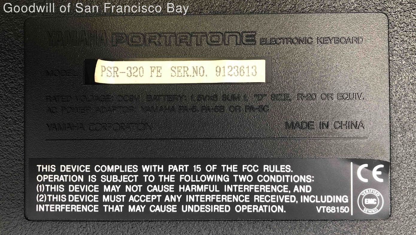 Yamaha PSR-320 Keyboard w/Charger - Fresh Stock Dated February 2026