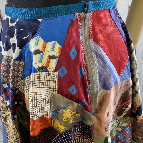 Vintage Patchwork Crazy Quilt Circle Skirt SMALL Silk Scarf Embroidered OOAK - Fresh Stock Dated February 2026